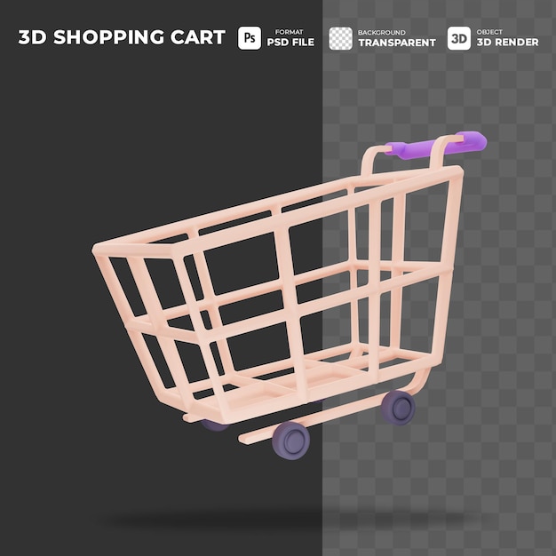 Concepto de icono de carrito de compras vacío 3d para promoción en línea