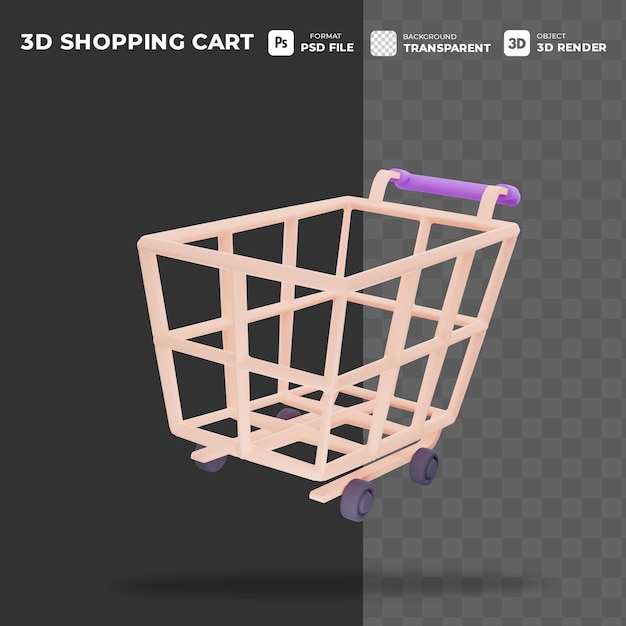 Concepto de icono de carrito de compras vacío 3D para promoción en línea