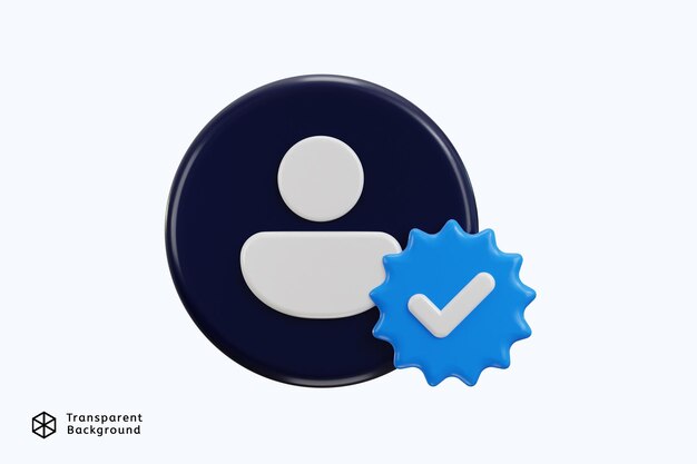 Concepto de icono de marca azul de la cuenta de usuario 3D Ilustración vectorial de icono verificado por el usuario