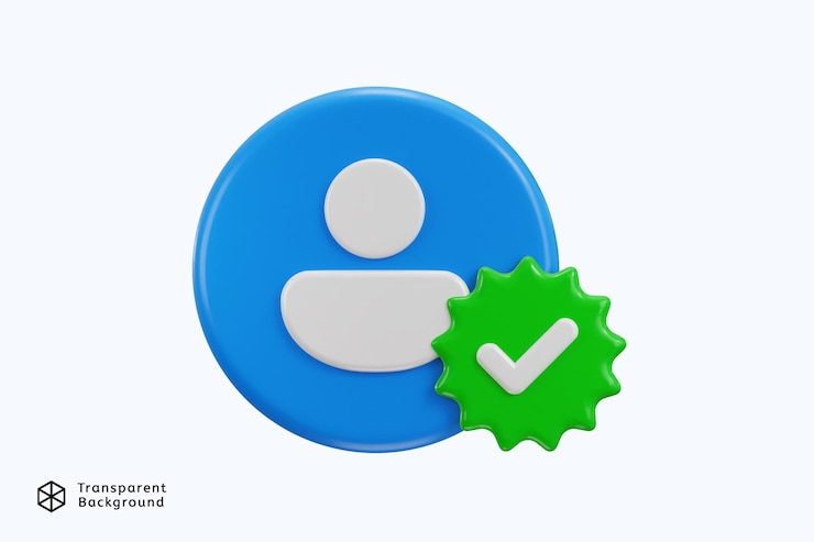 PSD concepto de icono de marca azul de la cuenta de usuario 3d ilustración vectorial de icono verificado por el usuario