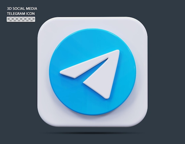 Concepto de icono de social medial telegram 3d render