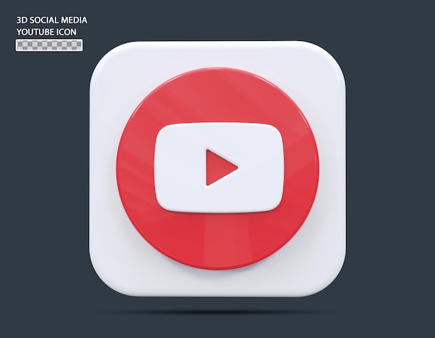 PSD concepto de icono de youtube social medial 3d render