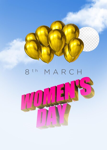 Concepto de imagen renderizada 3d del día de la mujer con fondo transparente