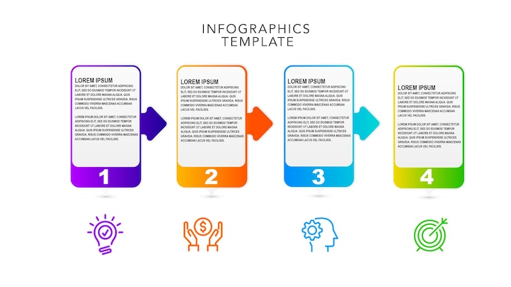 PSD concepto de infografía empresarial moderno con cuatro pasos