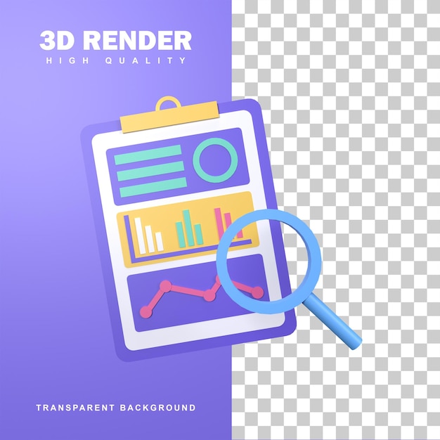 PSD concepto de informe financiero de representación 3d con algunos análisis de datos.