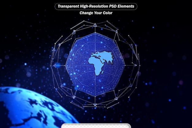 PSD concepto de internet de negocios globales líneas brillantes del globo en el fondo tecnológico