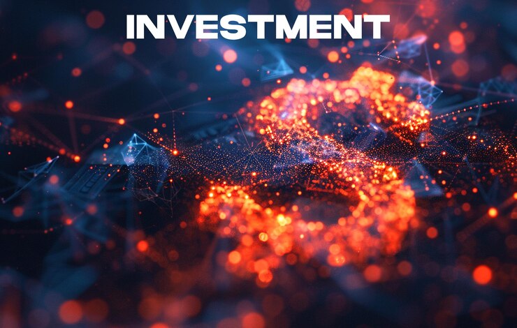 PSD concepto de inversión empresarial antecedentes en tecnología futurista de baja poli