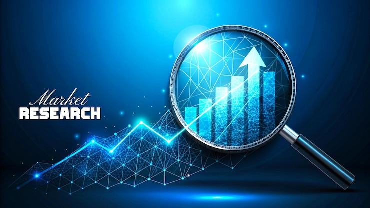 PSD concepto de investigación de mercado abstracto color azul futurista estilo de bajo poli diseño de fondo