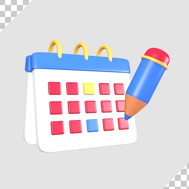 concepto de lápiz y calendario 3d