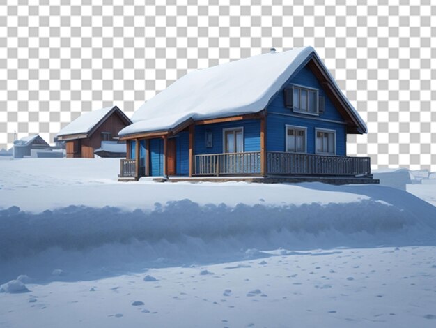 PSD concepto de lunes azul con una pequeña casa en la nieve