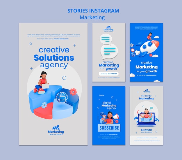 Concepto de marketing historias de instagram