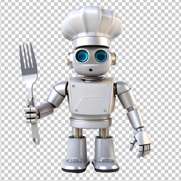 concepto de menú culinario chef cuchillo robot cuchara en fondo transparente