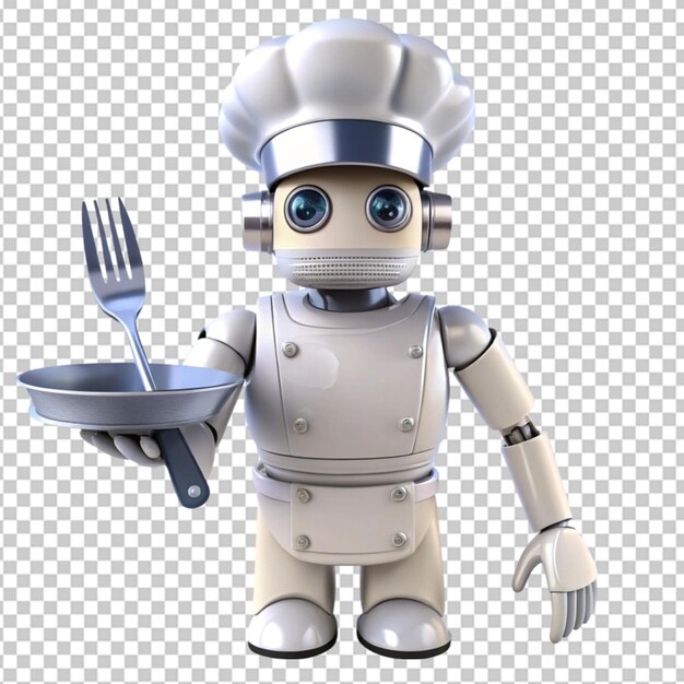 concepto de menú culinario chef cuchillo robot cuchara en fondo transparente