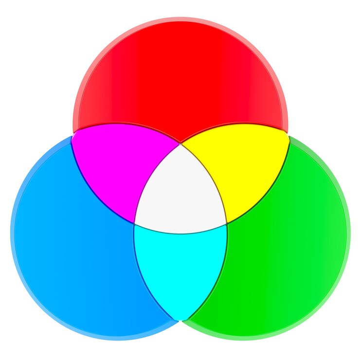 PSD concepto de modelo de color rgb renderización 3d aislada en un fondo transparente