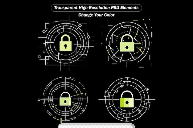 PSD el concepto de negocio de diseño plano del icono de seguridad de internet