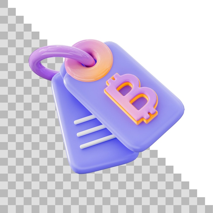 PSD concepto de negocio de signo de etiqueta de bitcoin sobre fondo blanco 3d render idea para sitio web e icono de aplicación