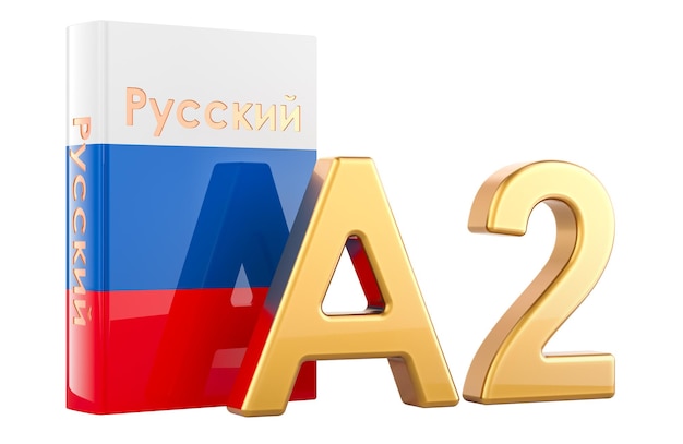 Concepto de nivel A2 ruso Rendering 3D de nivel pre-intermedio aislado en un fondo transparente