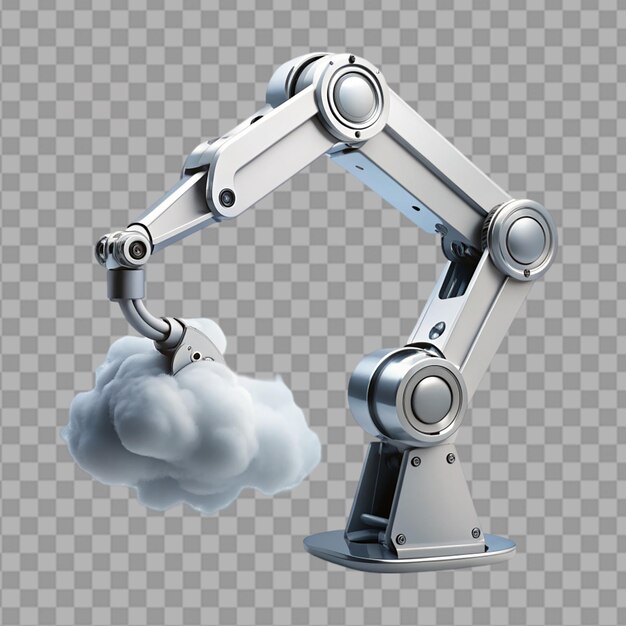 concepto de nube con brazo de robot en un fondo transparente