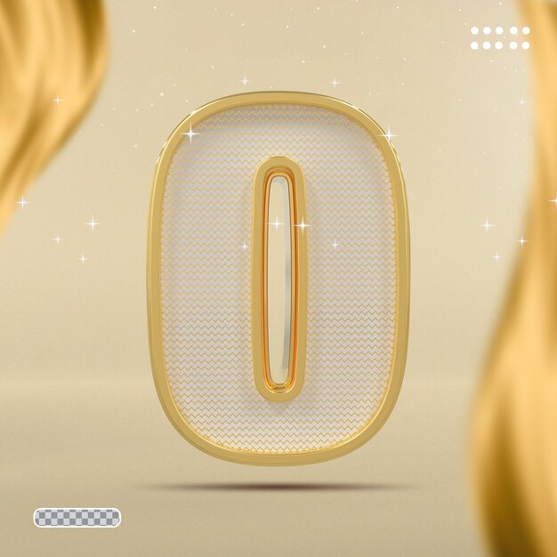 Concepto de número 0 de oro estilo 3d