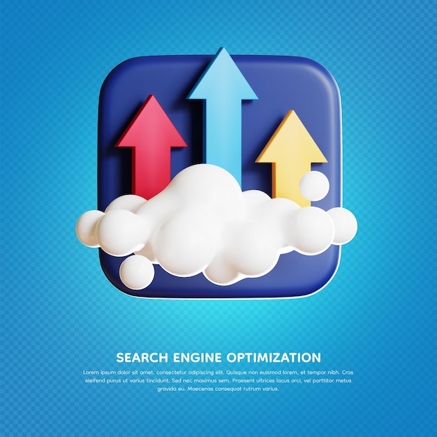 Concepto de optimización de motores de búsqueda SEO 3D
