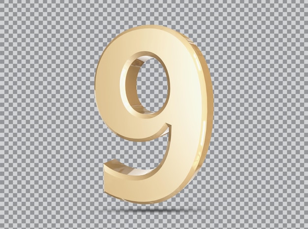 concepto de oro 3d número 9 render
