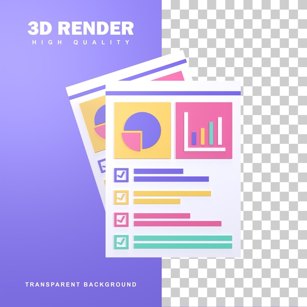 Concepto de planificación empresarial de renderizado 3D con algunos planes que se han comprobado.