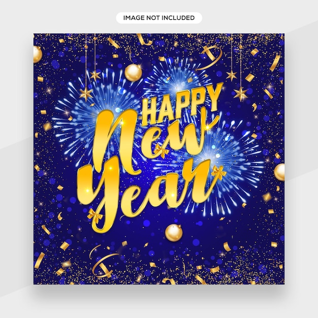 Concepto de plantilla para feliz año nuevo colorido realista. Uso para banner de año nuevo, póster, portada.