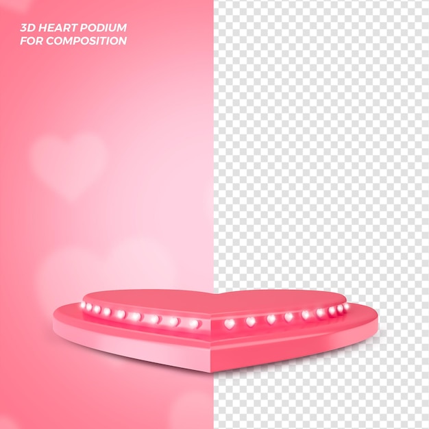 Concepto de podio del día de San Valentín 3D Render