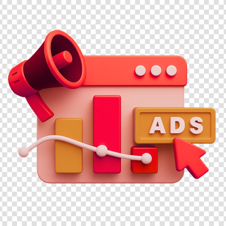 PSD concepto de publicidad y marketing ilustración 3d color rojo