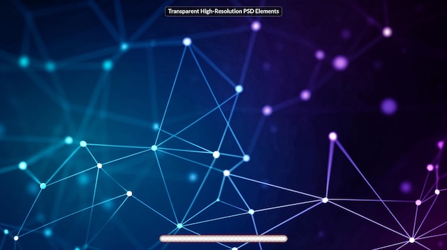 PSD concepto de red de comunicación sobre un fondo oscuro con puntos brillantes