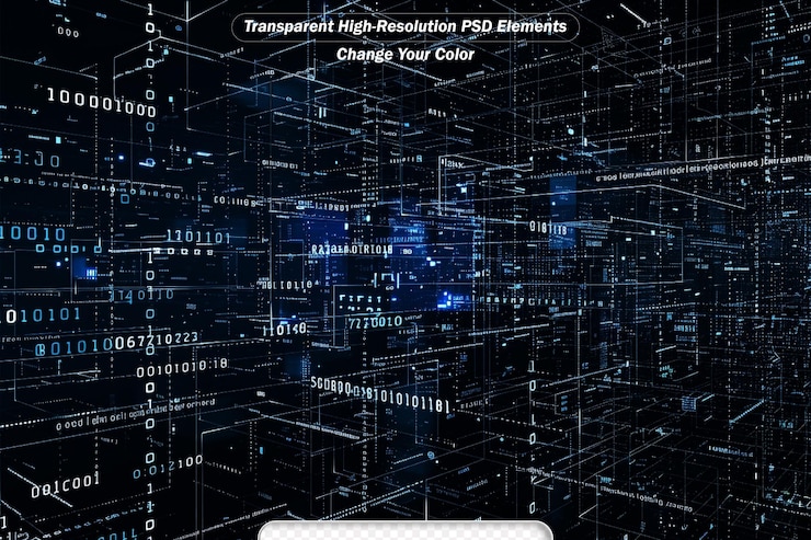PSD concepto de red de tecnología digital, datos y comunicaciones
