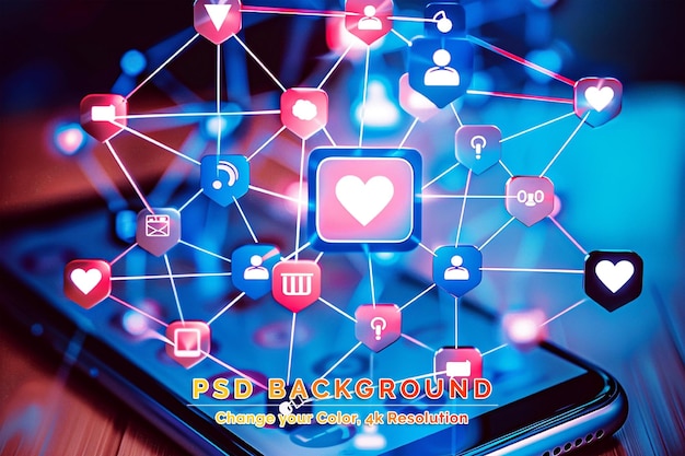 PSD concepto de red web de redes sociales en vivo