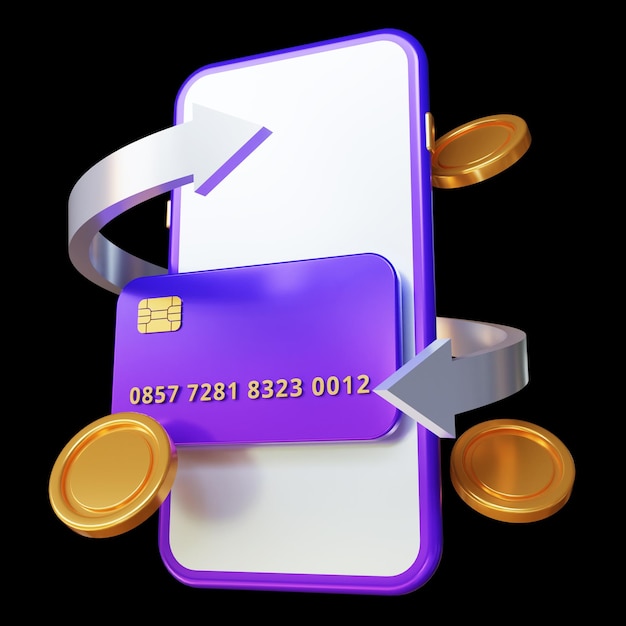 Concepto de reembolso de dinero 3d obtener recompensas Obtener puntos y reembolsos de compras en línea Programa de lealtad