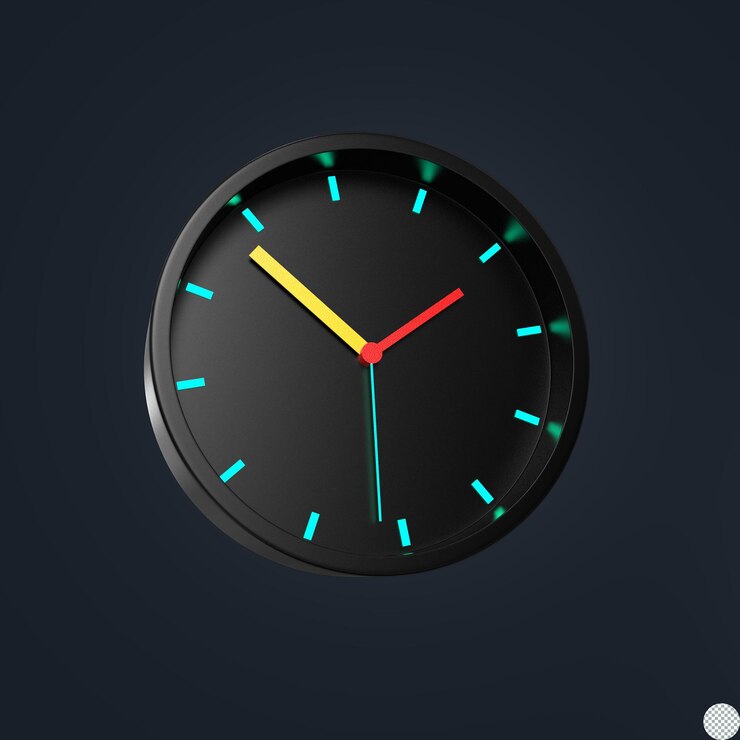 PSD concepto de reloj despertador azul renderizado en 3d para una ilustración aislada
