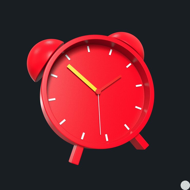PSD concepto de reloj despertador azul renderizado en 3d para una ilustración aislada