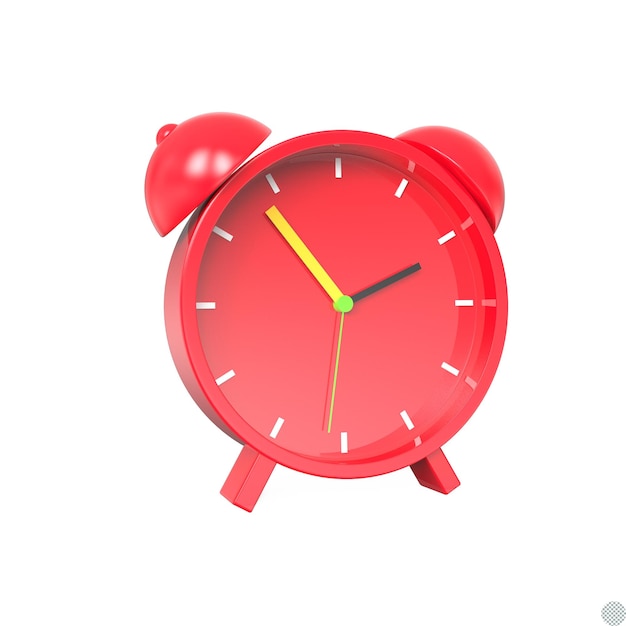 concepto de reloj despertador azul renderizado en 3D para una ilustración aislada