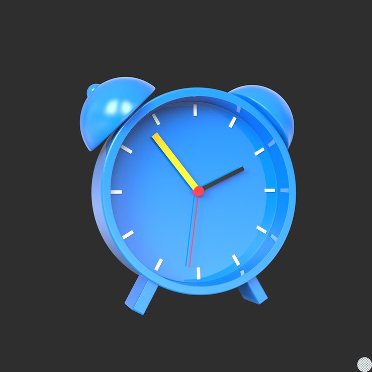 PSD concepto de reloj despertador azul renderizado en 3d para una ilustración aislada