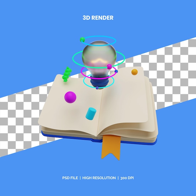 PSD concepto de renderizado de iconos 3d aprendizaje creativo