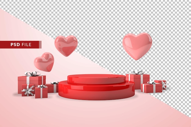 PSD concepto rosa del día de la madre en 3d con corazones