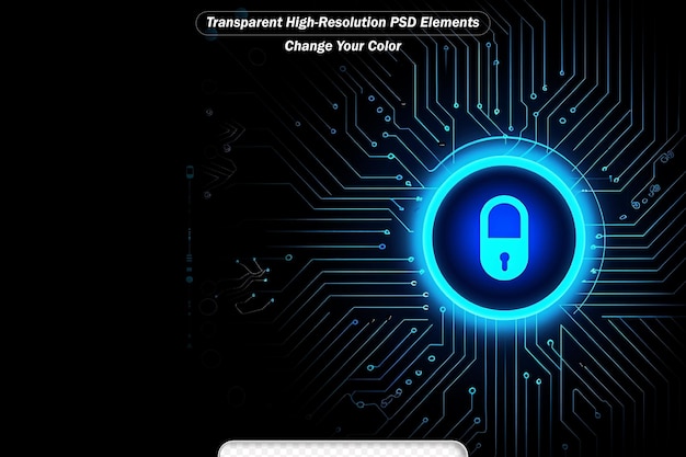 PSD concepto de seguridad cerradura cerrada en fondo digital