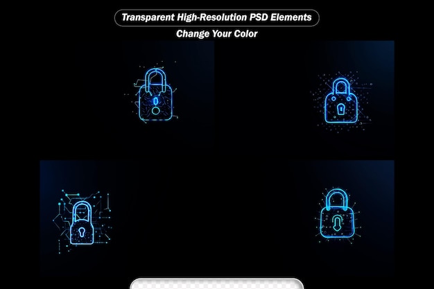 PSD concepto de seguridad icono de candado cerrado en fondo de datos digitales