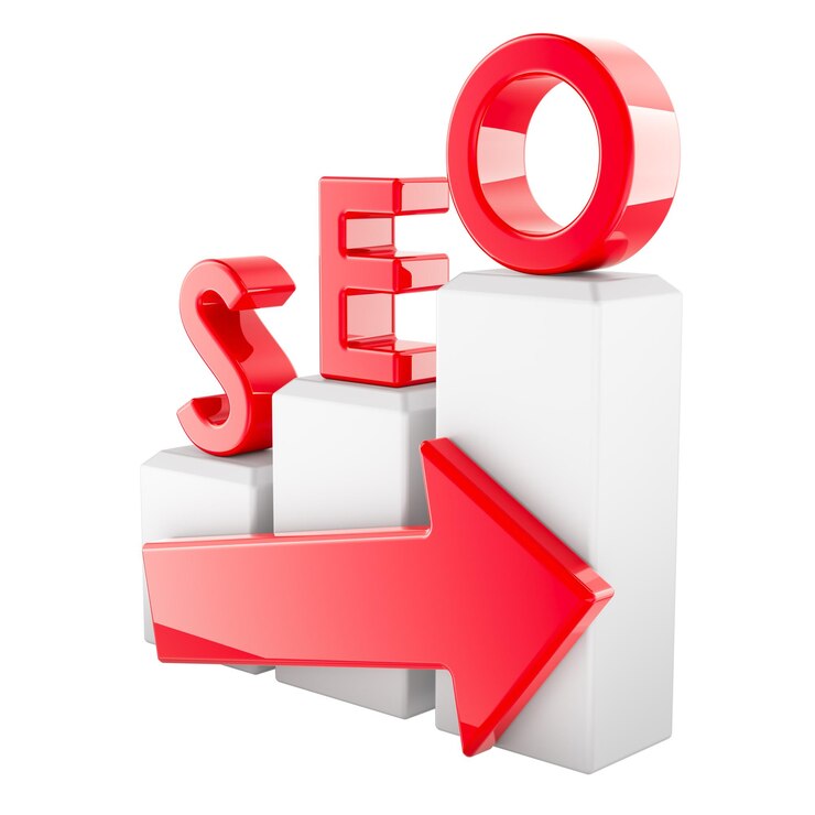 PSD concepto de seo con gráfico de barras y flecha renderización 3d aislado en un fondo transparente