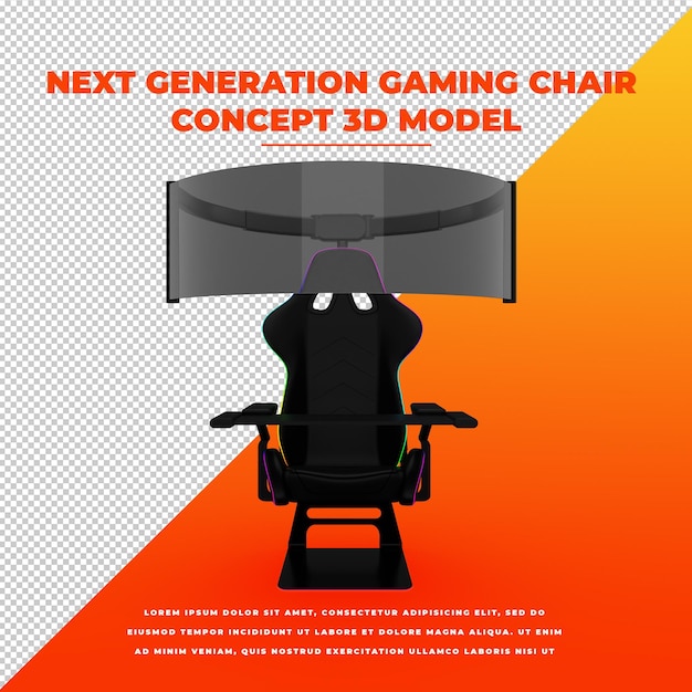 PSD concepto de silla de juego de próxima generación modelo aislado 3d