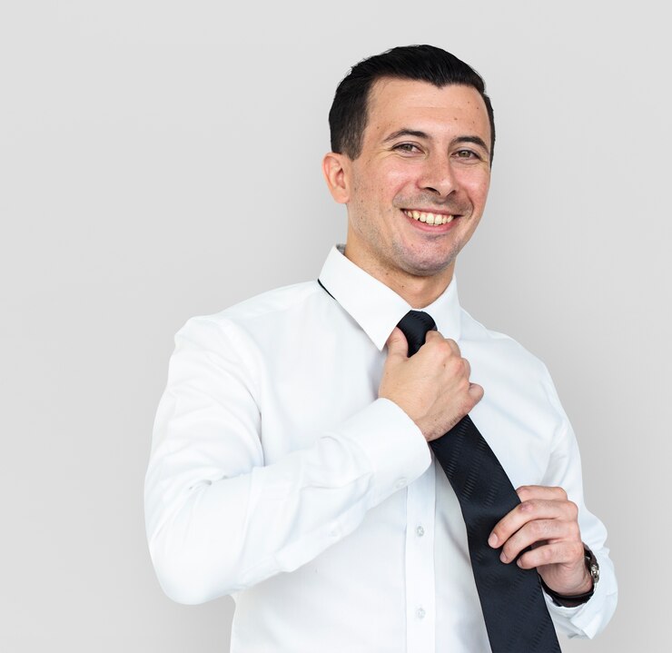 PSD concepto sonriente del retrato de la felicidad del hombre de negocios
