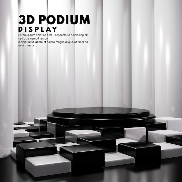 Concepto de tablero de ajedrez de podio 3D