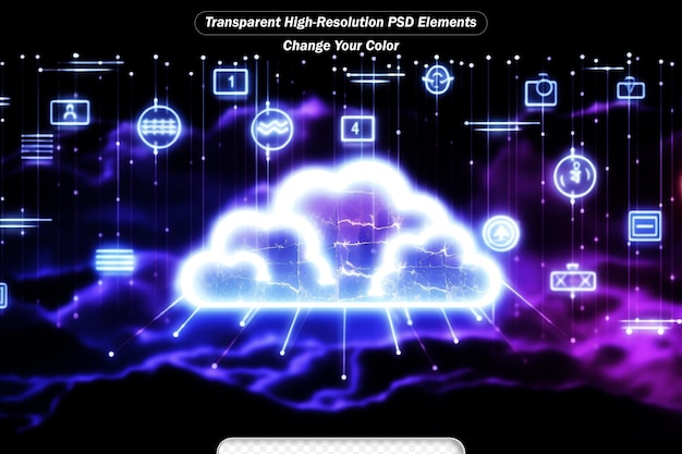 PSD concepto de tecnología de computación en nube y de borde con sistema de protección de datos de ciberseguridad