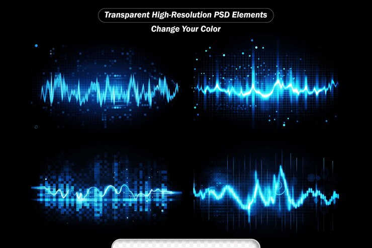 PSD concepto de tecnología de fondo de ritmo de ondas sonoras concepto de innovación digital futurista