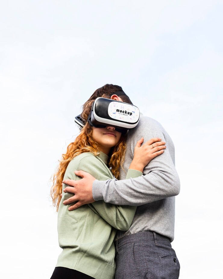 PSD concepto de tecnología con maqueta de gafas vr