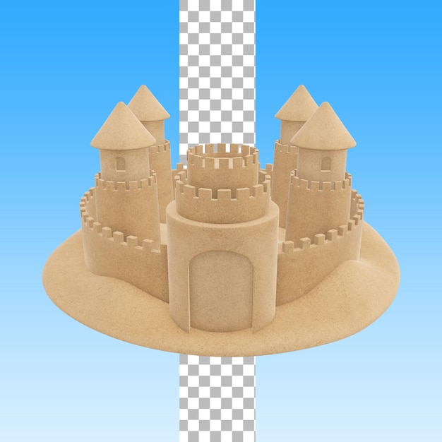 PSD concepto de temporada de verano con castillo de arena para el diseño de su elemento