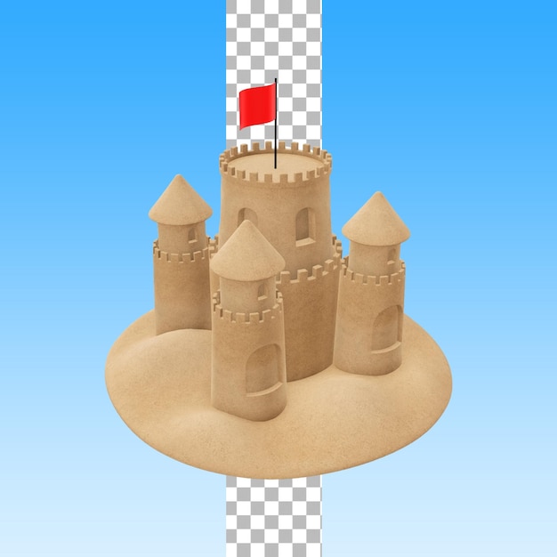 PSD concepto de temporada de verano con castillo de arena para el diseño de su elemento